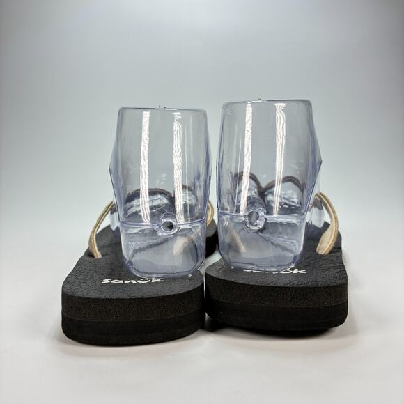 Sanuk Yoga Spree 4 Metallic Gold Flip Flops Casual Sandals 1092006 Womens Size 8 - Picture 5 of 9